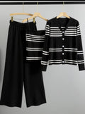 Luxe 3-Delige Zwart/Wit Set – Vest, Top & Wide Leg Broek