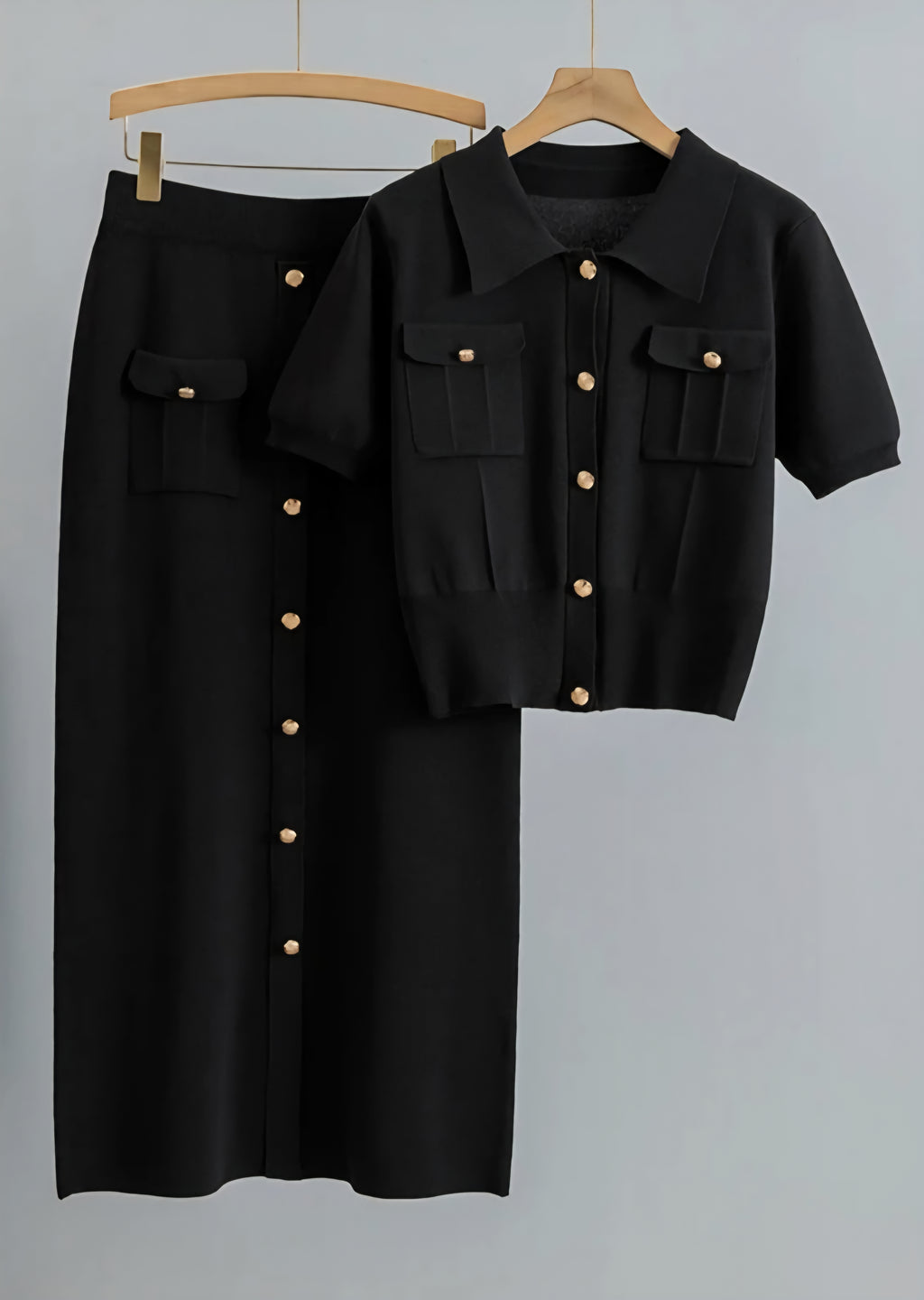 “Cozy Knitwear Set – Vest+Rok ( korte mouwen)