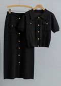 “Cozy Knitwear Set – Vest+Rok ( korte mouwen)