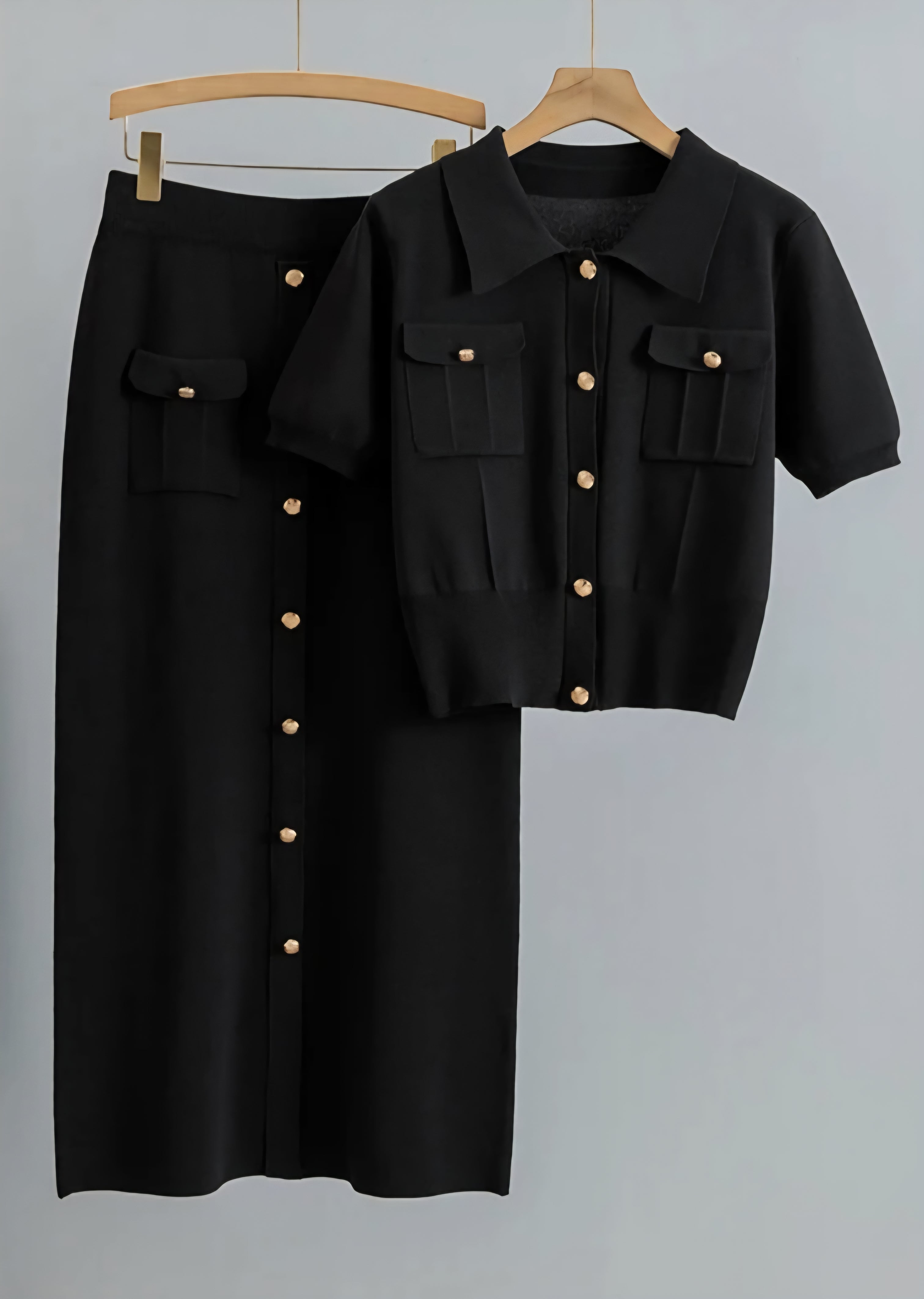 “Cozy Knitwear Set – Vest+Rok ( korte mouwen)